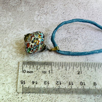 Handmade Klimt Venetian Bicone Pendant on Silk Cord.