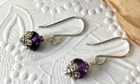 Amethyst Rondell Earrings in Sterling Silver