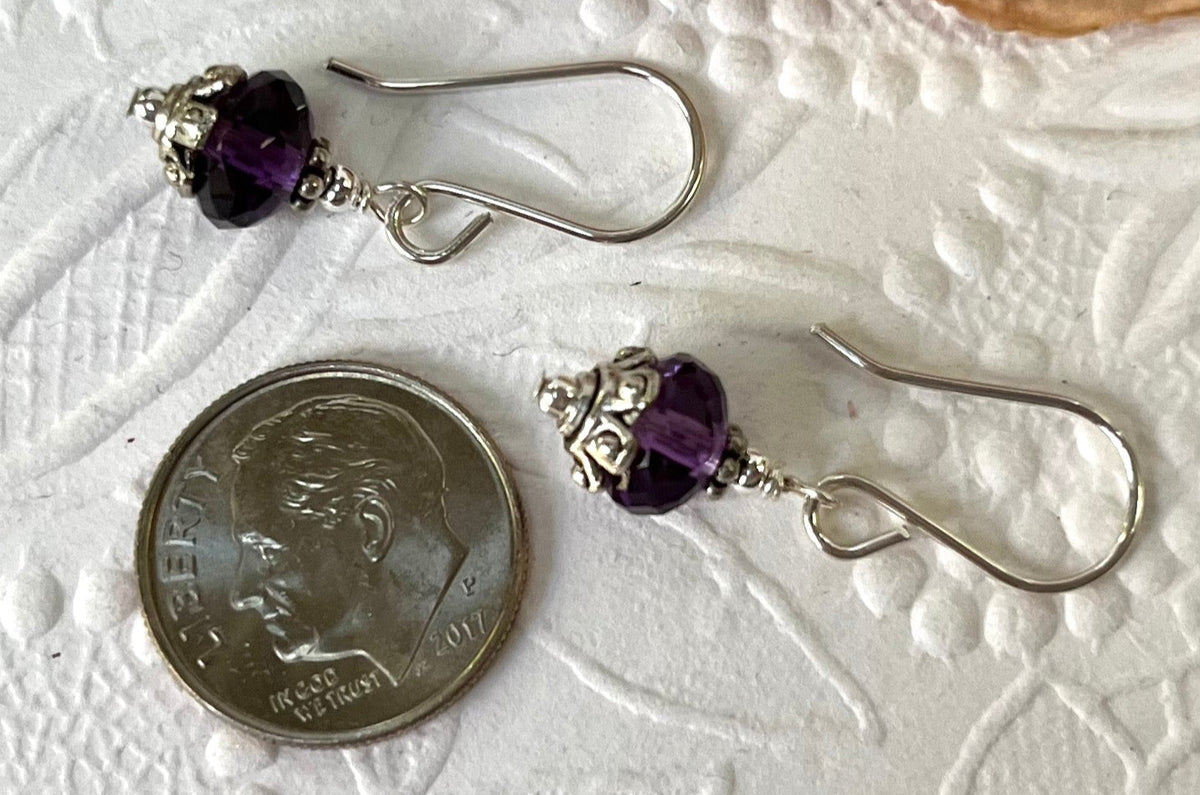 Amethyst Rondell Earrings in Sterling Silver