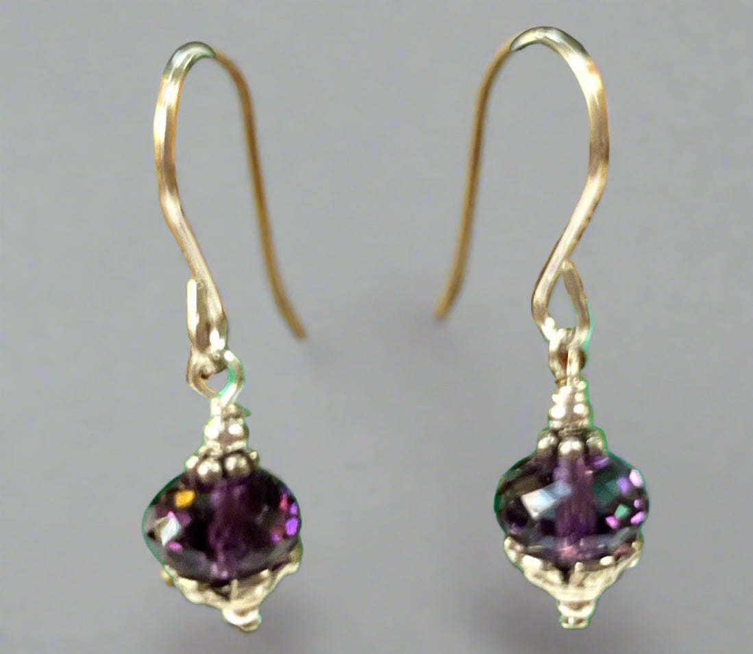 Amethyst Rondell Earrings in Sterling Silver