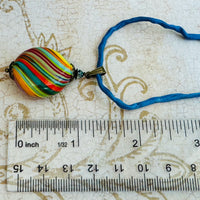 Murano Carnevale Blown Glass Coin Pendant on Silk Cord