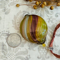 Huge Autumn Blown Murano Glass Necklace on Sari Silk Cord