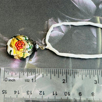 Murano Glass Peony Pendant Necklace on Silk