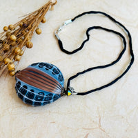 Huge Blown & Sculpted Murano Glass Pendant on Silk Cord