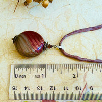 Rust and Bronze Blown Murano Mouth Blown Coin Pendant on Silk Cord