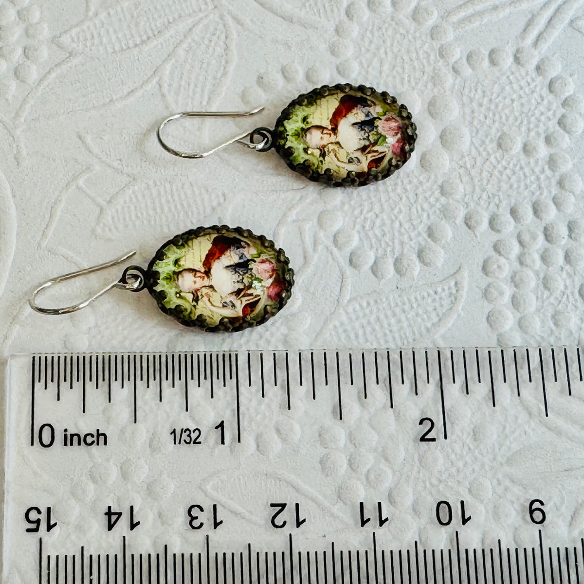 Marie Antoinette Cabochon Earrings in Sterling Silver
