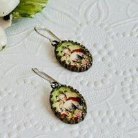 Marie Antoinette Cabochon Earrings in Sterling Silver