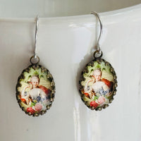 Marie Antoinette Cabochon Earrings in Sterling Silver