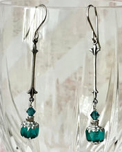 Load image into Gallery viewer, Czech Glass Caribbean Blue Cathedral Earrings in Sterling Silver
