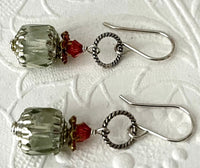 Czech Glass Pale Green Cathedral Earrings in Sterling Silver