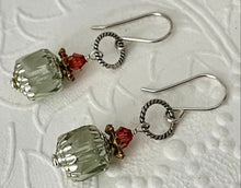 Load image into Gallery viewer, Czech Glass Pale Green Cathedral Earrings in Sterling Silver
