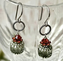 Load image into Gallery viewer, Czech Glass Pale Green Cathedral Earrings in Sterling Silver
