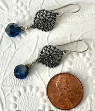 Load image into Gallery viewer, Bright Blue Swarovski Crystal Drop Earrings in Sterling Silver
