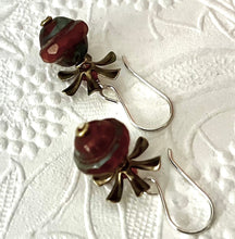 Load image into Gallery viewer, Czech Glass Rust Color Saturn Bead Earrings in Sterling Silver
