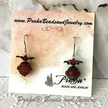 Load image into Gallery viewer, Czech Glass Rust Color Saturn Bead Earrings in Sterling Silver
