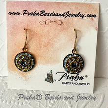 Load image into Gallery viewer, Vintage Three Layer Swarovski Crystal Filigree Earrings in Light Green and Topaz, Mixed Metal
