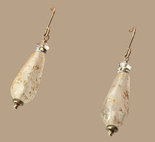 Load image into Gallery viewer, Czech Glass Ivory Faceted Dangle Drop Earrings in 14K Gold Fill
