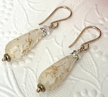 Load image into Gallery viewer, Czech Glass Ivory Faceted Dangle Drop Earrings in 14K Gold Fill
