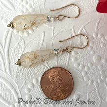 Load image into Gallery viewer, Czech Glass Ivory Faceted Dangle Drop Earrings in 14K Gold Fill
