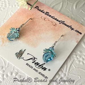 Light Blue Swarovski Crystal Drop Earrings in Sterling Silver