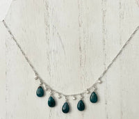 Apatite Briollet and Freshwater Pearl Necklace in Sterling Silver