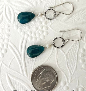 Blue Apatite Briollet Earrings in Sterling Silver