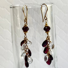 Load image into Gallery viewer, Garnet and White Topaz Briollet Dangle Earrings in Sterling Silver
