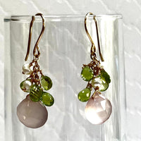 Pink Chalcedony Cluster Earrings in 14K Gold Fill