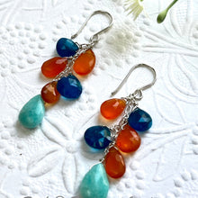 Load image into Gallery viewer, Multi Gemstone Dangle Earrings in Sterling Silver
