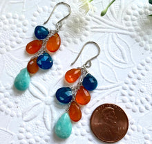 Load image into Gallery viewer, Multi Gemstone Dangle Earrings in Sterling Silver
