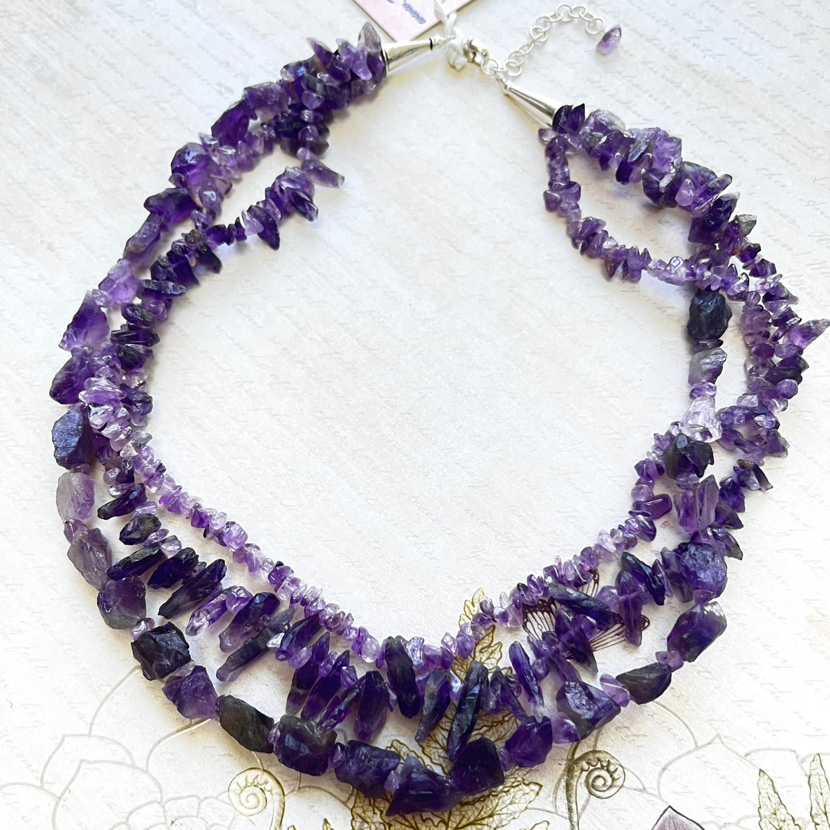 3-Strand Amethyst Necklace, in Sterling Silver