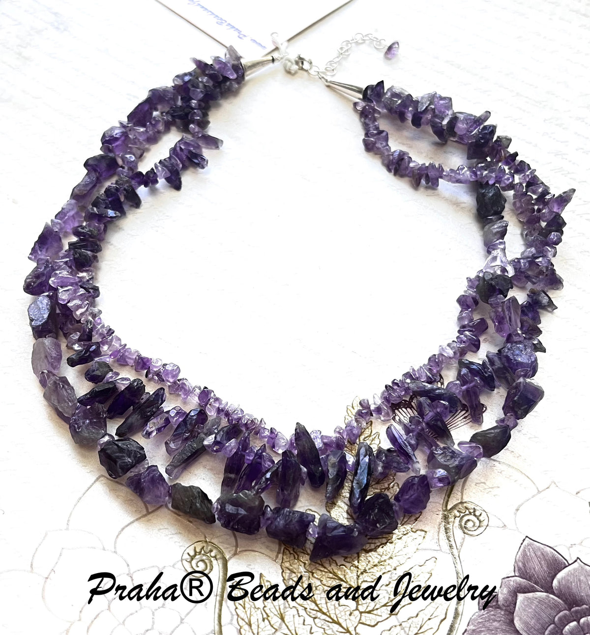 3-Strand Amethyst Necklace, in Sterling Silver