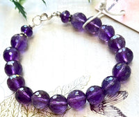 Amethyst Faceted Round Bracelet in Sterling Silver