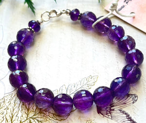 Amethyst Faceted Round Bracelet in Sterling Silver