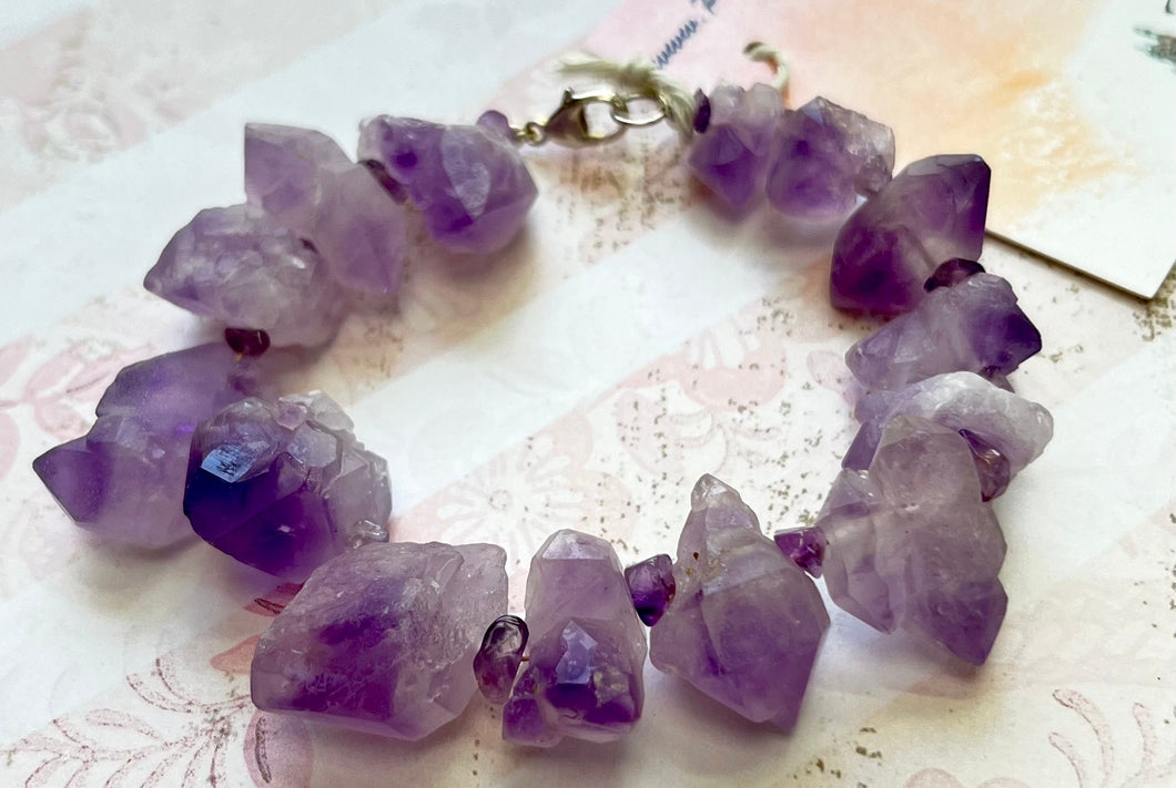 Amethyst Nugget Bracelet in Sterling Silver