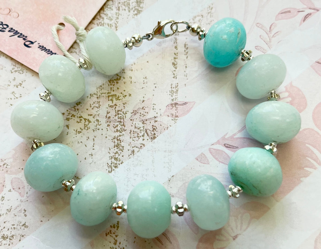 Amazonite Rondell Bracelet in Sterling Silver