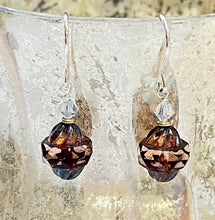 Load image into Gallery viewer, Brown and Blue Glass Earrings
