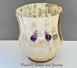 Amethyst Drop Earrings in Sterling Silver