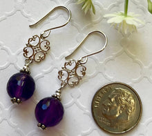 Load image into Gallery viewer, Amethyst Drop Earrings in Sterling Silver
