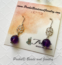 Load image into Gallery viewer, Amethyst Drop Earrings in Sterling Silver
