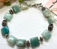 Square Amazonite Bracelet in Sterling Silver