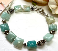 Square Amazonite Bracelet in Sterling Silver