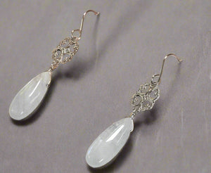 Moonstone and Sterling Silver Filigree Earrings