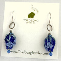 Indigo Rosebud Handmade Lampwork Earrings in Sterling Silver