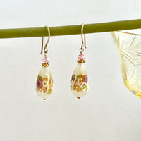 White and Pink Venetian Wedding Cake Earrings in 14K Gold Fill