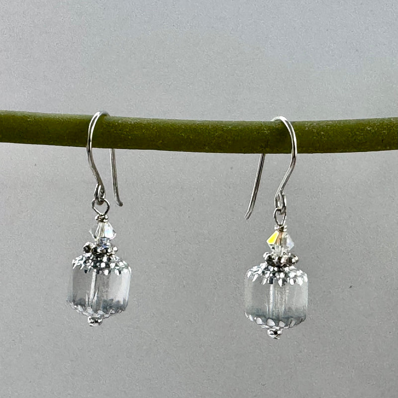 Czech Glass Silver Cathedral Earrings in Sterling Silver