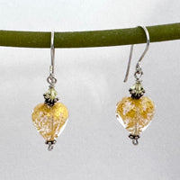 Murano Gold Foil Heart Earrings in Sterling Silver