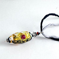 Murano Glass Black Wedding Cake Pendant on Silk Cord