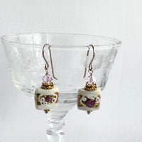 Murano White Wedding Cake Earrings in 14K Gold Fill