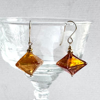 Gold Abstract Murano Glass Earrings in 14K Gold Fill